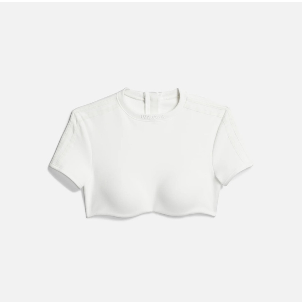 White Short Sleeve Cropped Top — Minimal Crew Neck